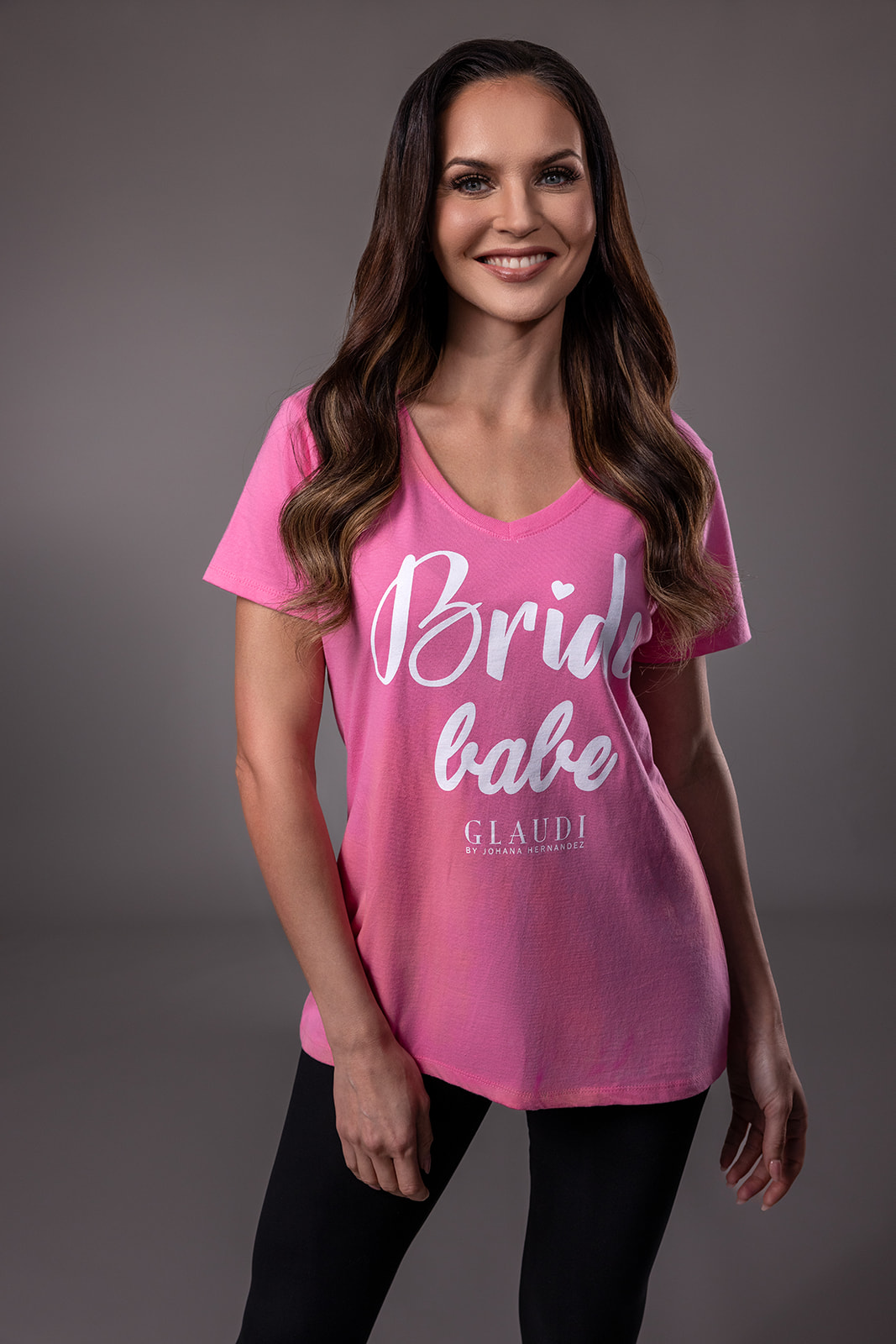 Bride Babe V-Neck Tee - Pink