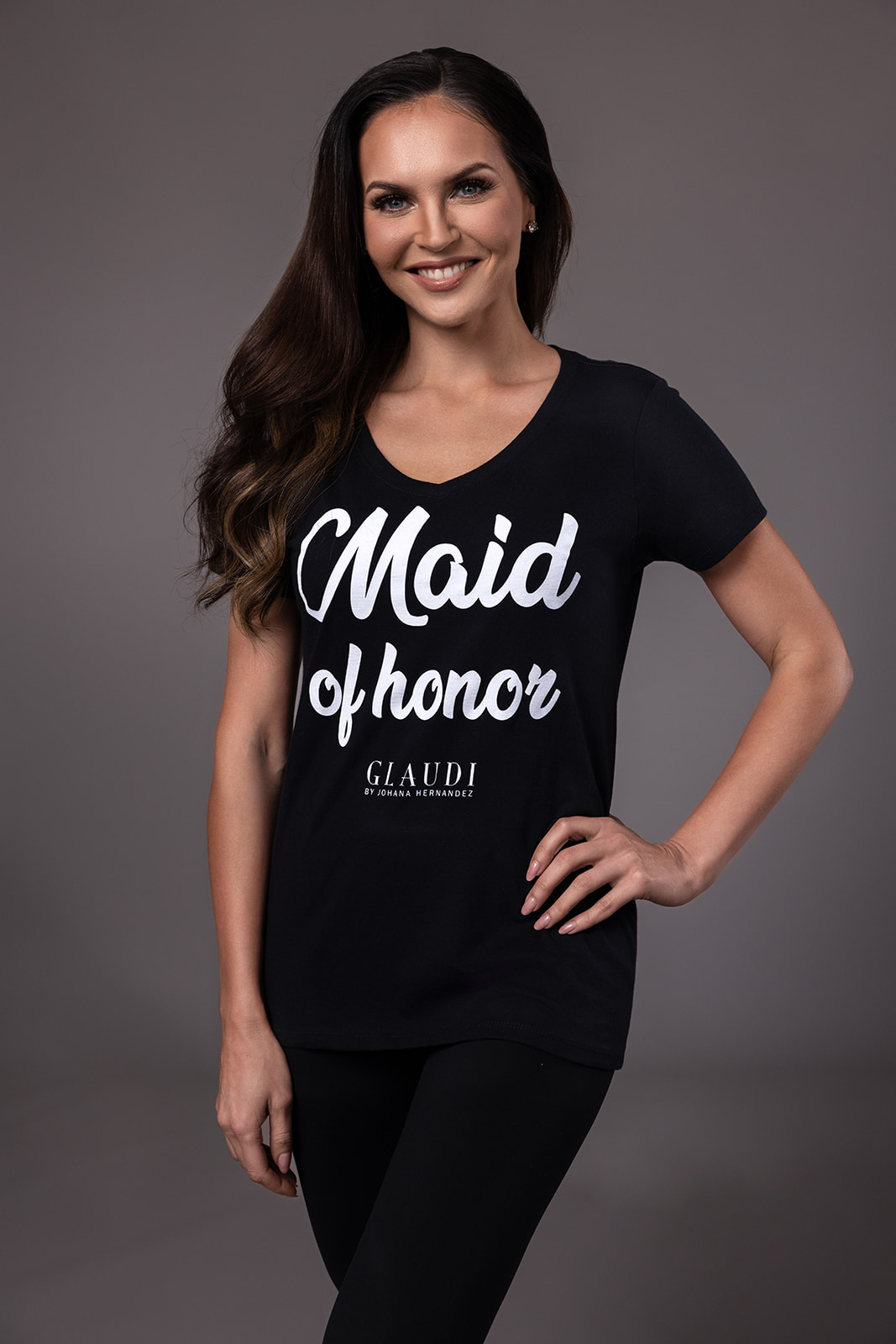 Maid of Honor V-Neck Tee- Black