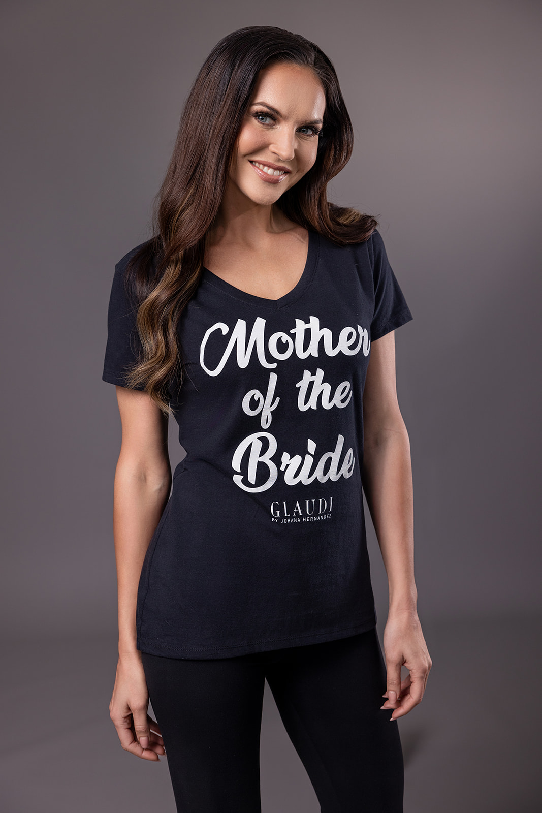 Mother of Bride V-Neck Tee-Black